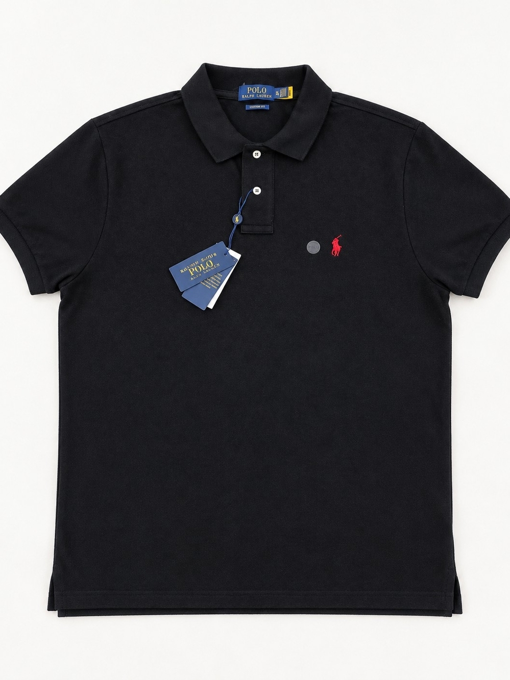 Polo Ralph Lauren Custom Slim Fit Cotton Mesh Polo Shirt Black Medium